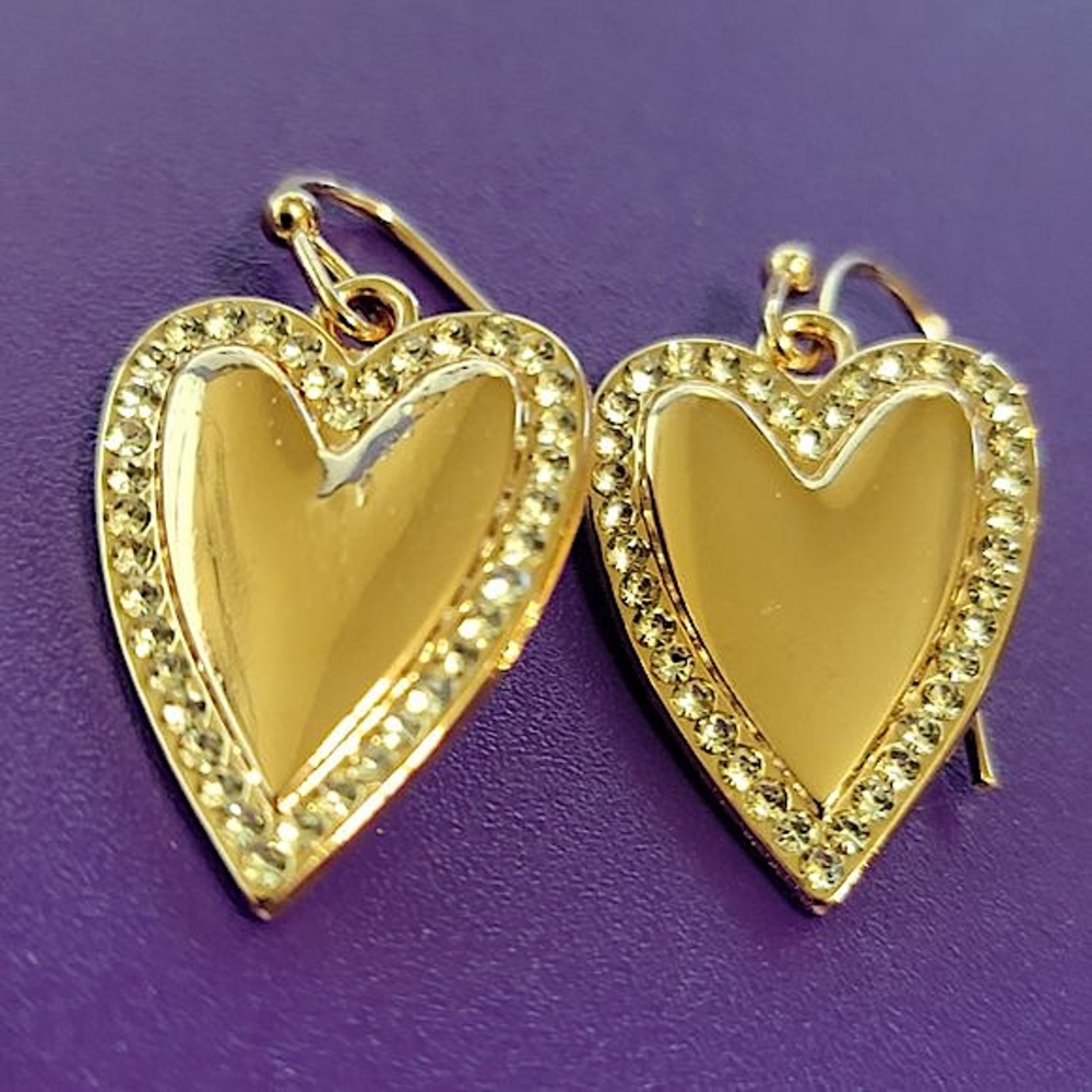 🌹Rose Gold Heart Jeweled Drop Earrings New🌹